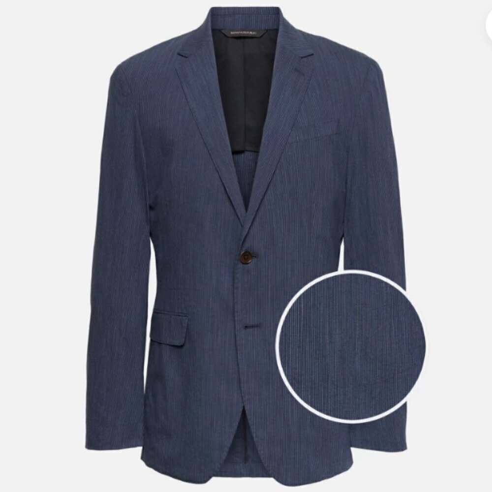 Banana Republic Men's Slim Fit Navy Blue Stripe Blazer Lined Size 38S NEW RT$200